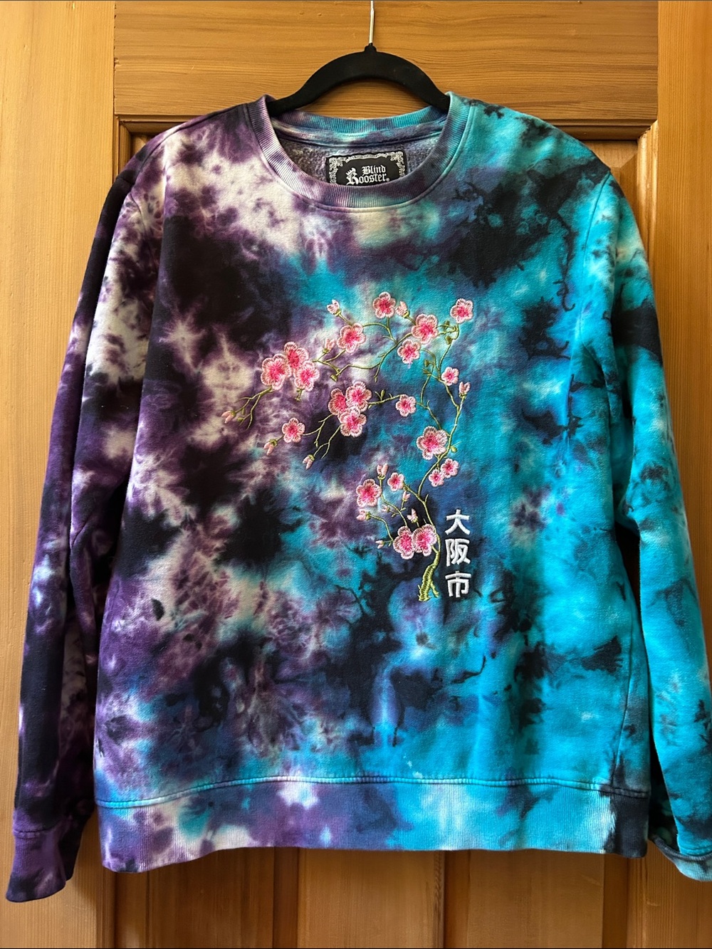 Blind Rooster Tie-Dye Crewneck Sweatshirt - Teal, Purple, Black